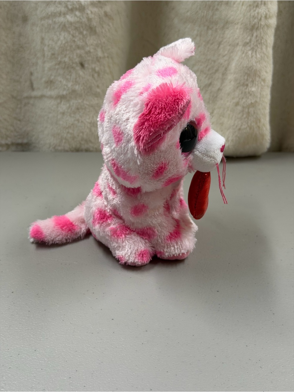 Ty Pink Polka Dot Cat Plush with Red Heart - Picture 4 of 6